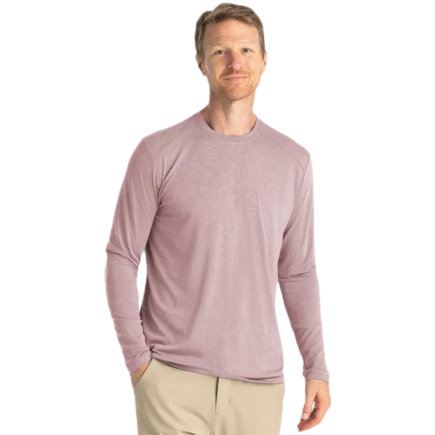 Free Fly Apparel 01. MENS APPAREL - MENS LS SHIRTS - MENS LS ACTIVE Men's Bamboo Shade Long Sleeve HEATHER ADOBE RED