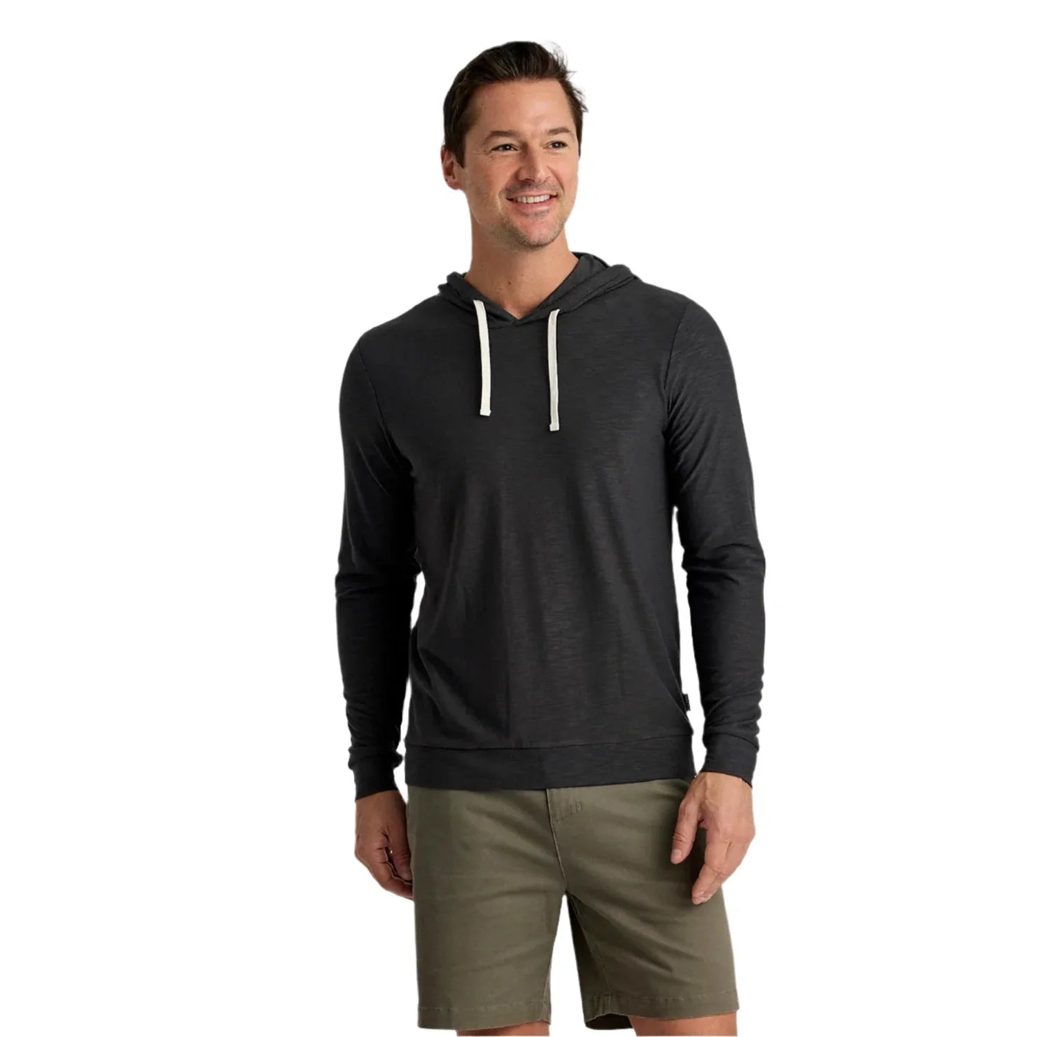 Free Fly Apparel 01. MENS APPAREL - MENS LS SHIRTS - MENS LS HOODY Men's Bamboo Slub Hoodie II BLACK SAND