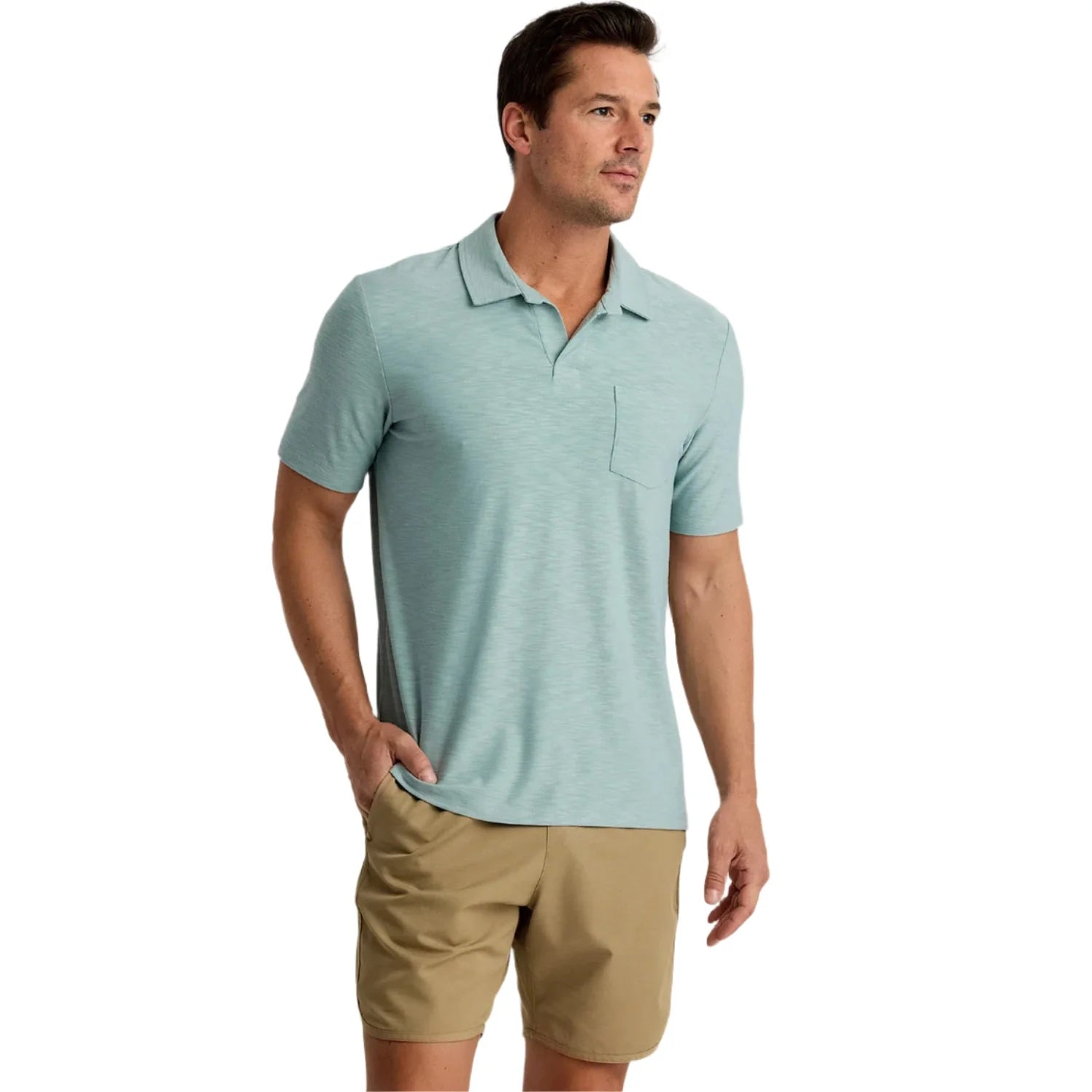 Free Fly Apparel 01. MENS APPAREL - MENS SS SHIRTS - MENS SS POLO Men's Bamboo Slub Polo II OCEAN MIST