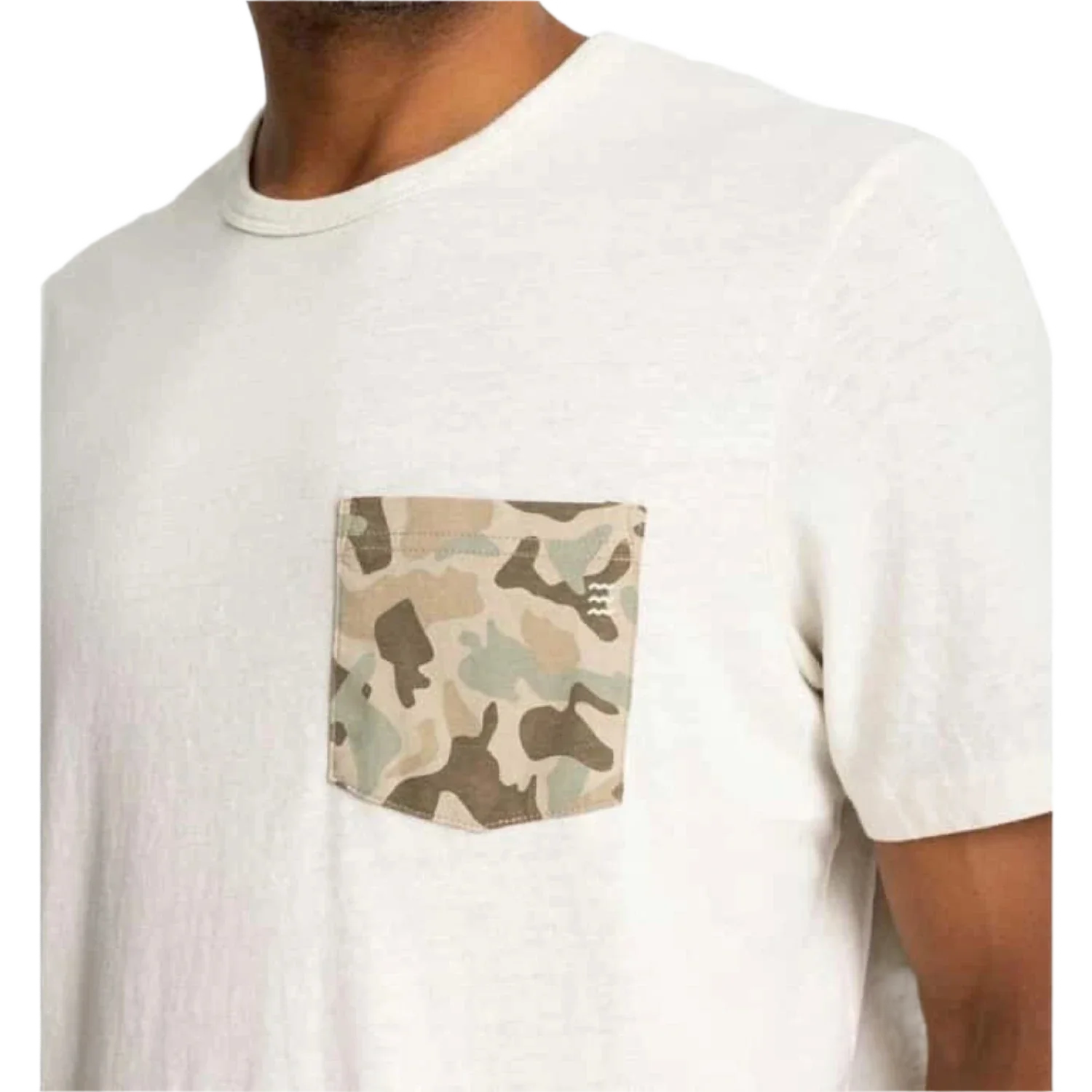 Free Fly Apparel 01. MENS APPAREL - MENS T-SHIRTS - MENS T-SHIRT SS Men's Barrier Island Camo Pocket Tee HEATHER BIRCH