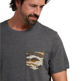 Free Fly Apparel 01. MENS APPAREL - MENS T-SHIRTS - MENS T-SHIRT SS Men's Camo Redfish Pocket Tee HEATHER BLACK SAND