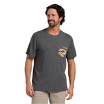 Free Fly Apparel 01. MENS APPAREL - MENS T-SHIRTS - MENS T-SHIRT SS Men's Camo Redfish Pocket Tee HEATHER BLACK SAND