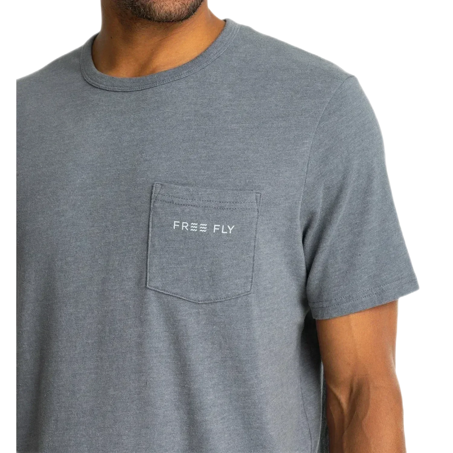 Free Fly Apparel 01. MENS APPAREL - MENS T-SHIRTS - MENS T-SHIRT SS Men's Comfort On Pocket Tee HEATHER STORM CLOUD