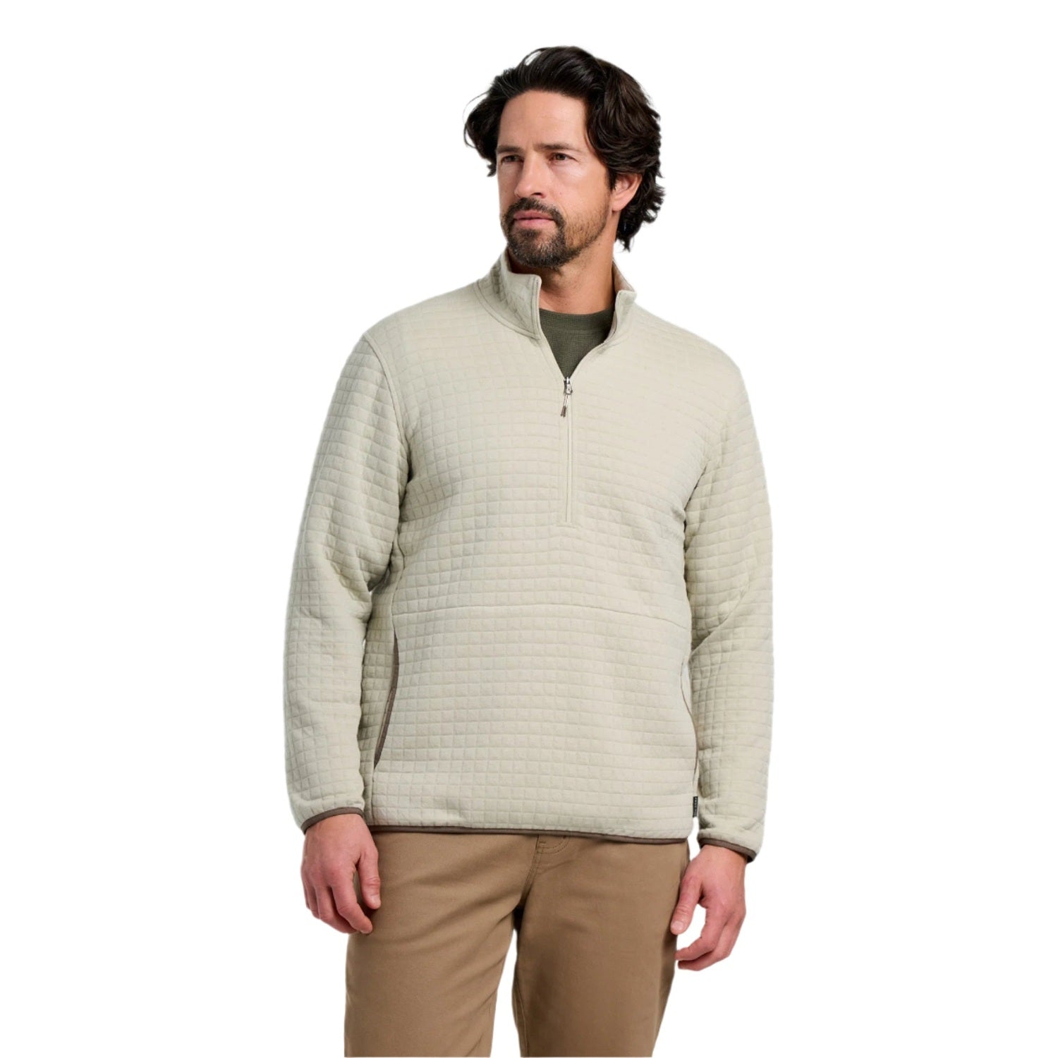 Free Fly Apparel 01. MENS APPAREL - MENS HOODIES|SWEATERS - MENS PO Q ZIP Men's DownValley Quarter Zip HEATHER SANDSTONE