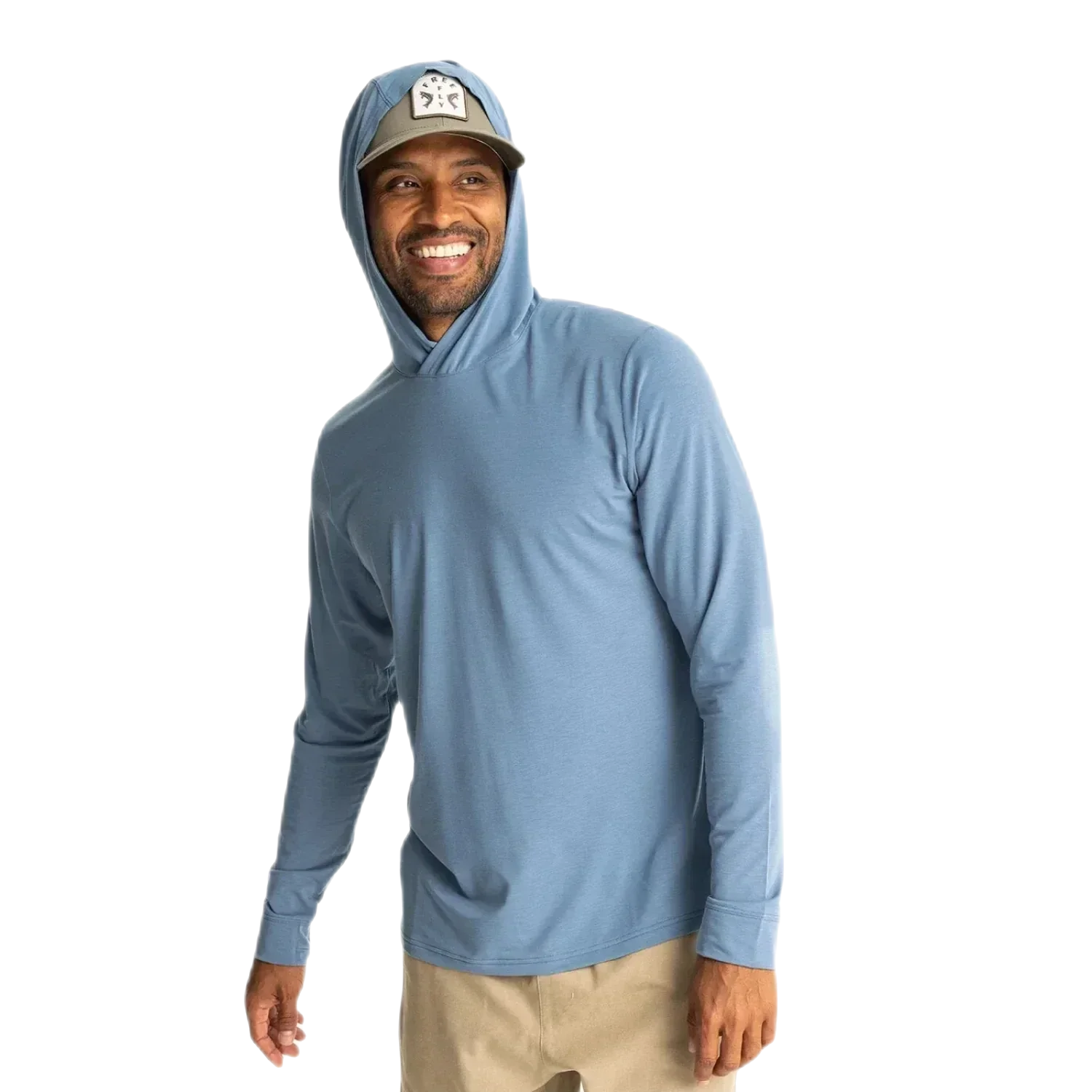 Free Fly Apparel 01. MENS APPAREL - MENS LS SHIRTS - MENS LS HOODY Men's Elevate Lightweight Hoodie BLUESTONE