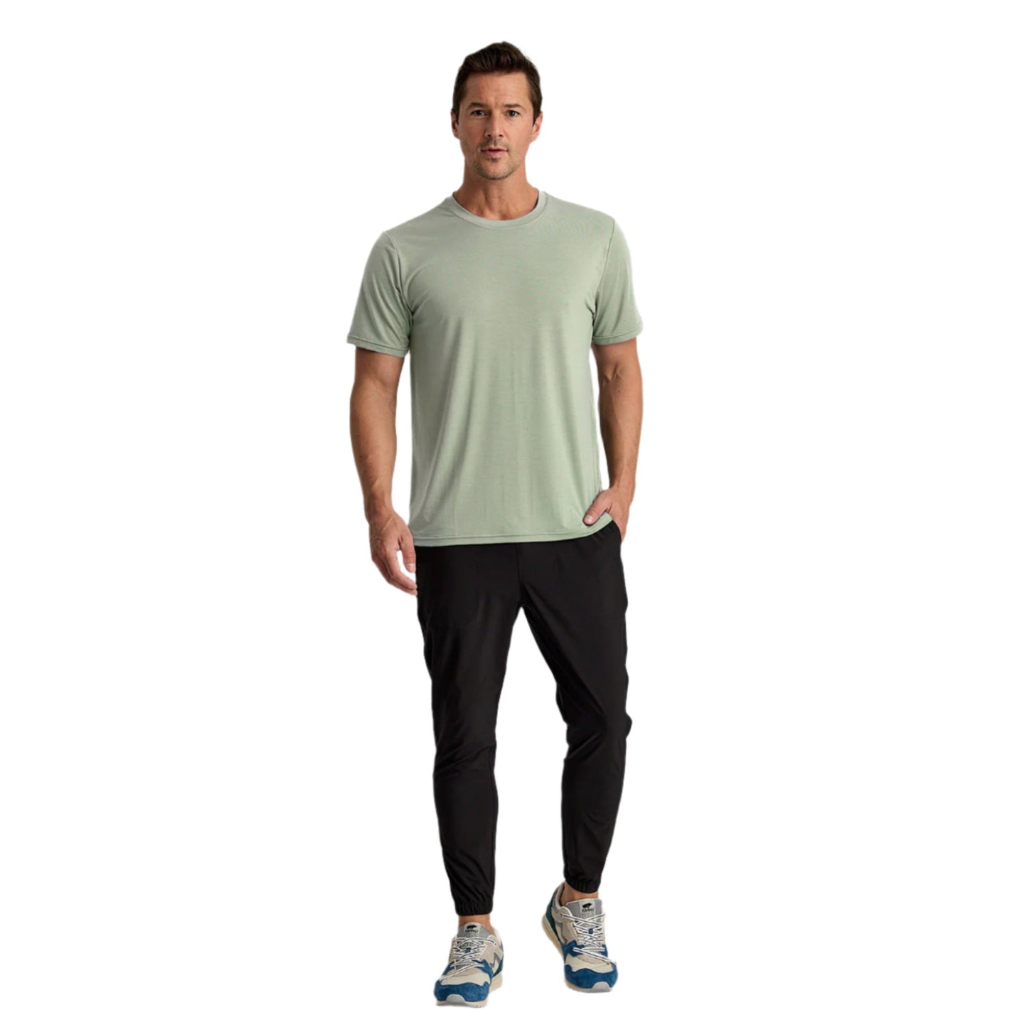 Free Fly Apparel 01. MENS APPAREL - MENS SS SHIRTS - MENS SS ACTIVE Men's Elevate Lightweight Tee DESERT SAGE