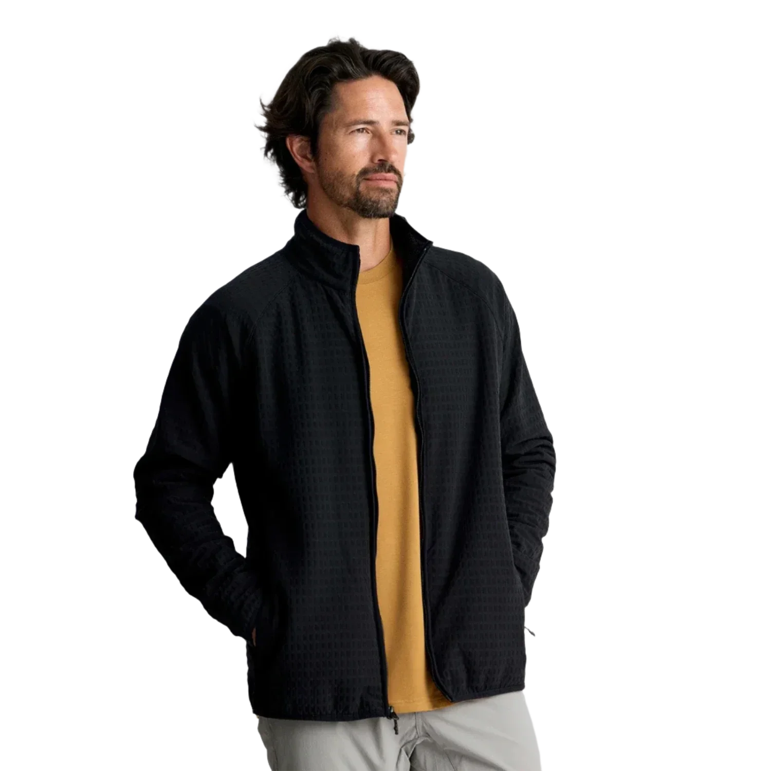 Free Fly Apparel 01. MENS APPAREL - MENS JACKETS - MENS JACKETS FLEECE Men's Gridback Fleece Jacket BLACK