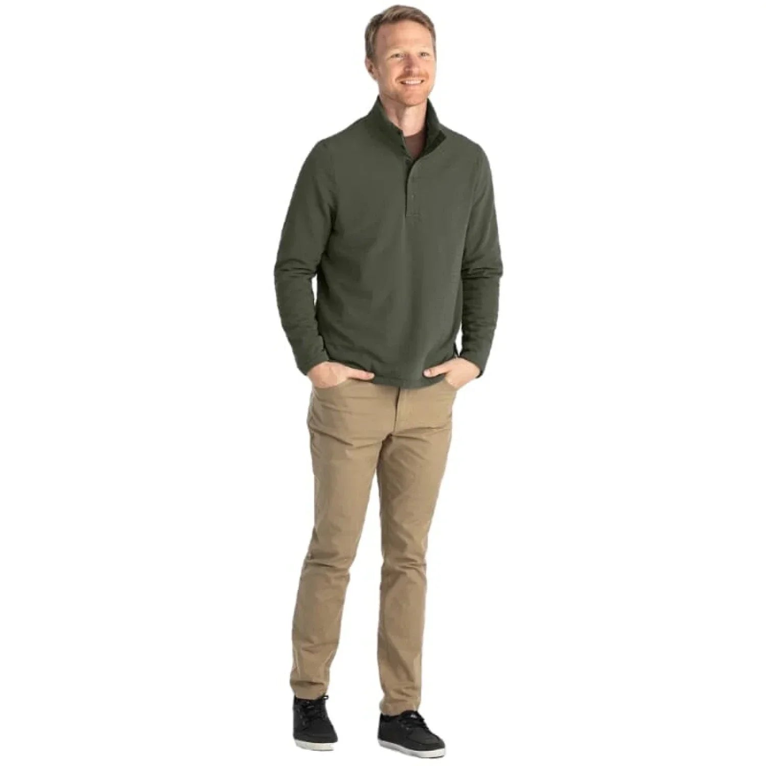 Free Fly Apparel 01. MENS APPAREL - MENS HOODIES|SWEATERS - MENS PO HOODY Men's Gridback Fleece Snap Pullover DARK OLIVE