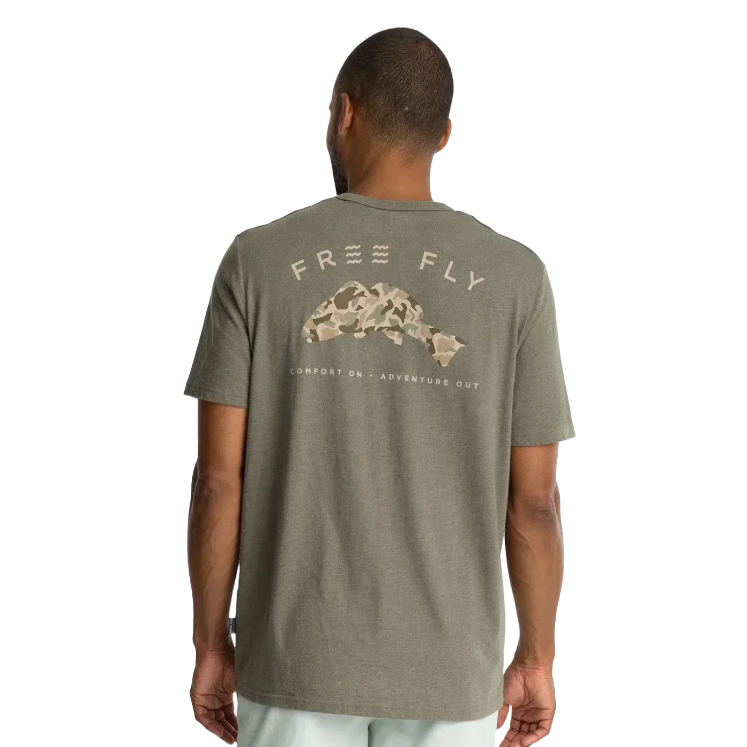 Free Fly Apparel 01. MENS APPAREL - MENS T-SHIRTS - MENS T-SHIRT SS Men's Redfish Camo Pocket Tee HEATHER FATIGUE