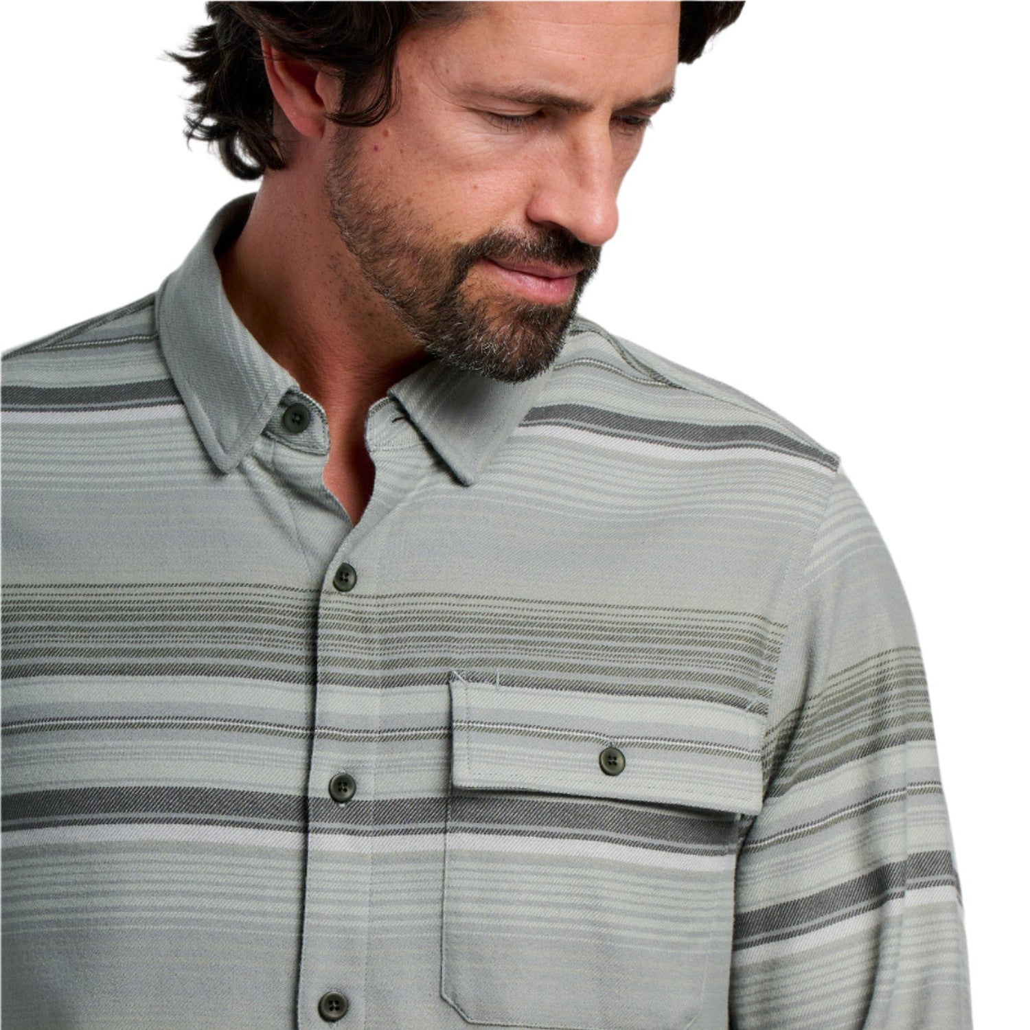Free Fly Apparel 01. MENS APPAREL - MENS LS SHIRTS - MENS LS BUTTON UP Men's Seawool Flannel Shirt SAGEBRUSH STRIPE