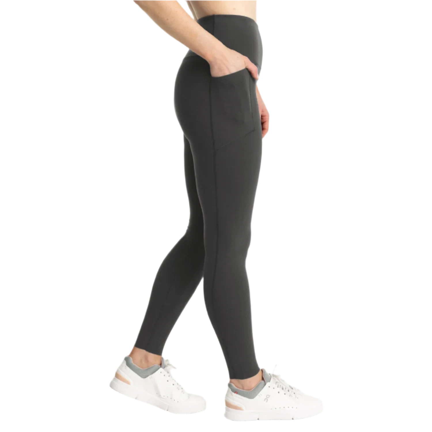 Free Fly Apparel 02. WOMENS APPAREL - WOMENS PANTS - WOMENS PANTS LEGGINGS Women's All Day 7/8 Pocket Legging BLACK SAND