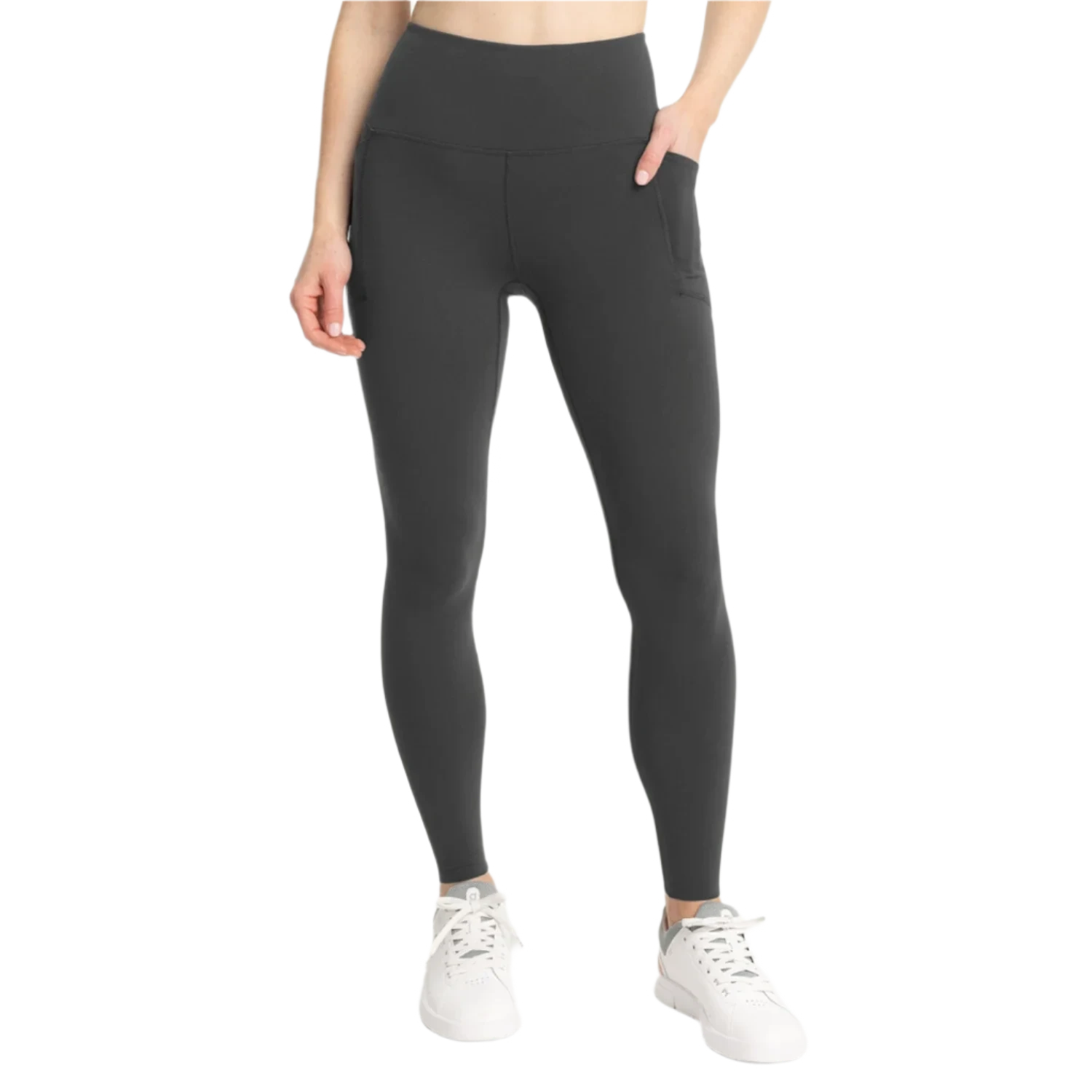 Free Fly Apparel 02. WOMENS APPAREL - WOMENS PANTS - WOMENS PANTS LEGGINGS Women's All Day 7/8 Pocket Legging BLACK SAND