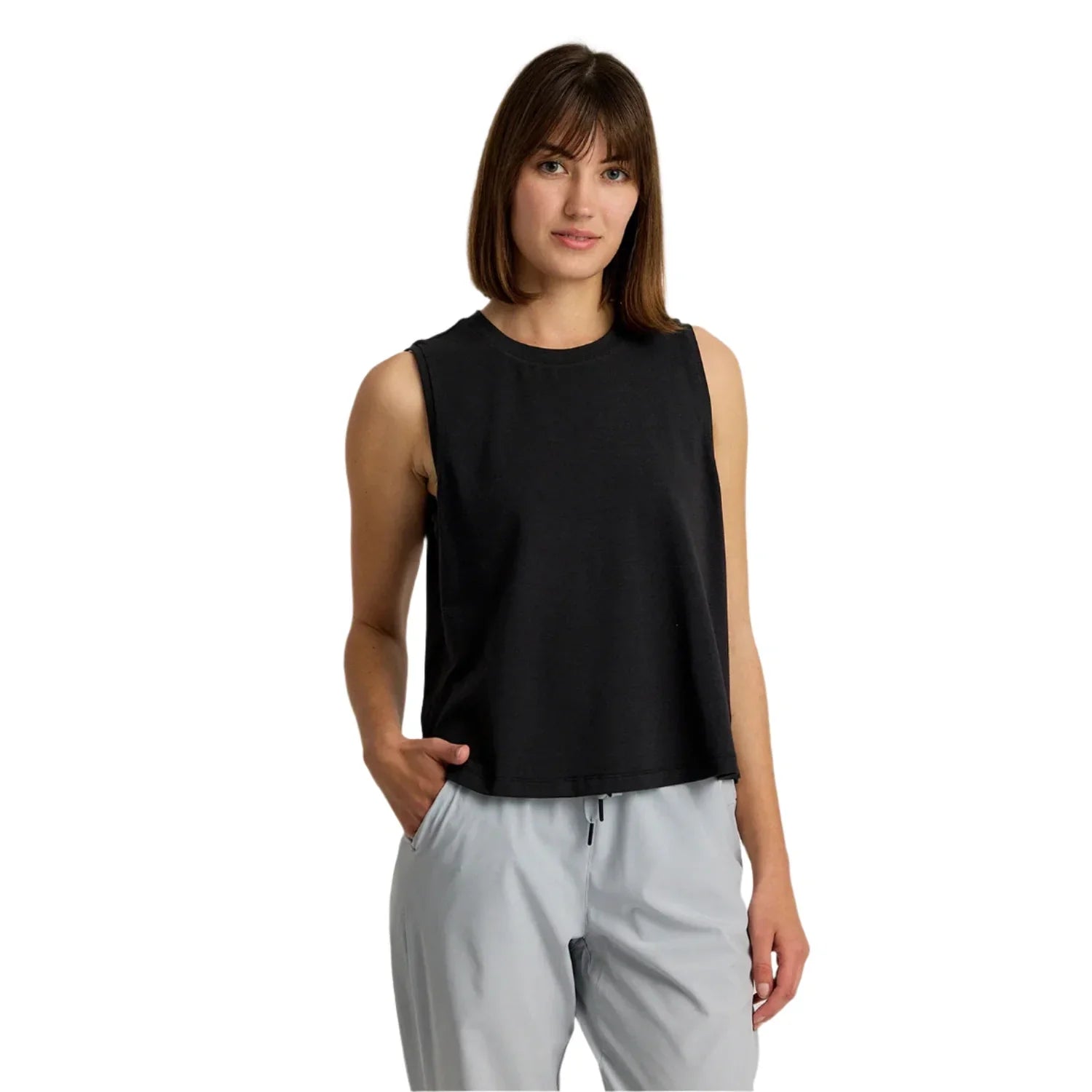 Free Fly Apparel 02. WOMENS APPAREL - WOMENS SS SHIRTS - WOMENS TANK CASUAL Women's Bamboo Current Tank BLACK