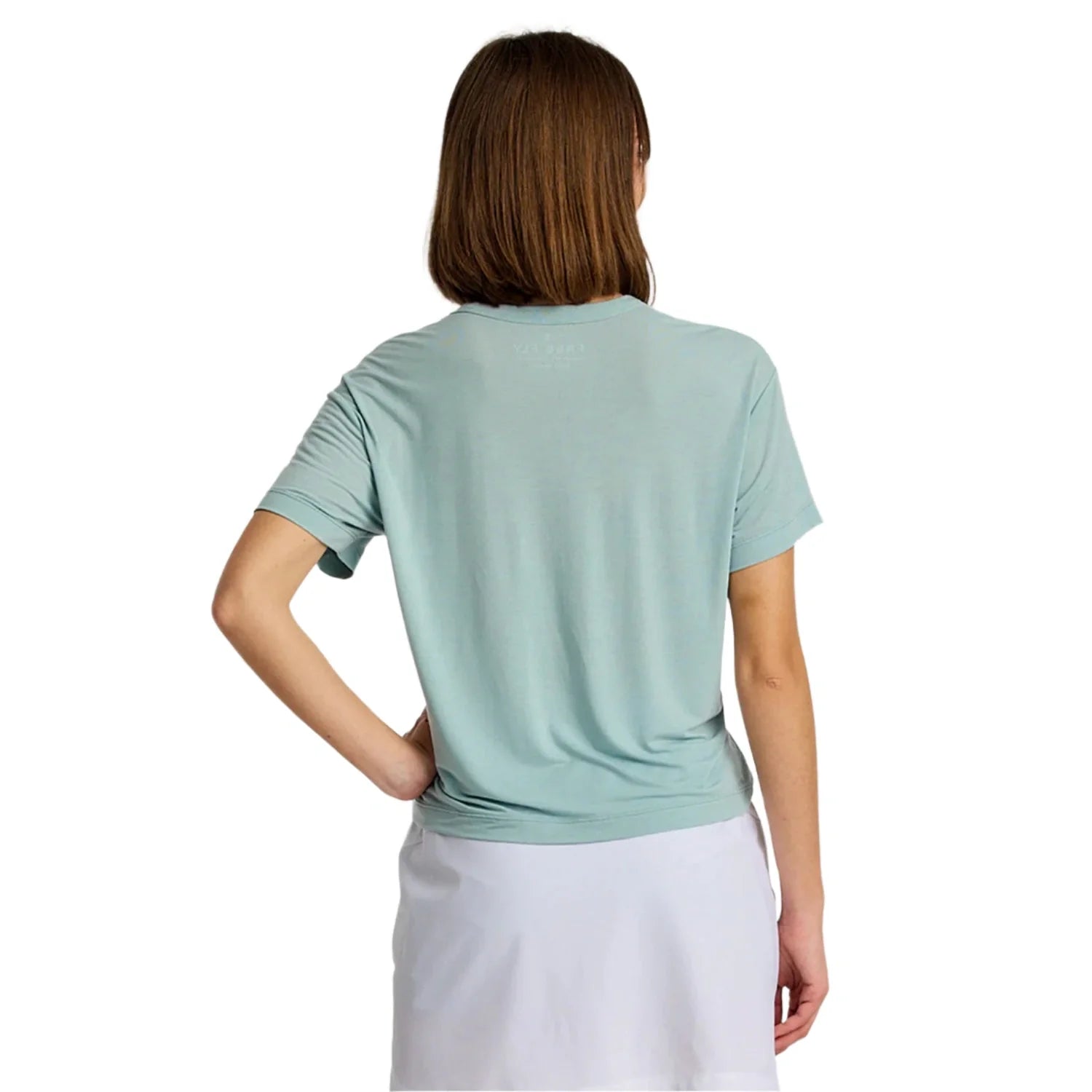 Free Fly Apparel 02. WOMENS APPAREL - WOMENS SS SHIRTS - WOMENS SS CASUAL Women's Bamboo Current Tee OCEAN MIST