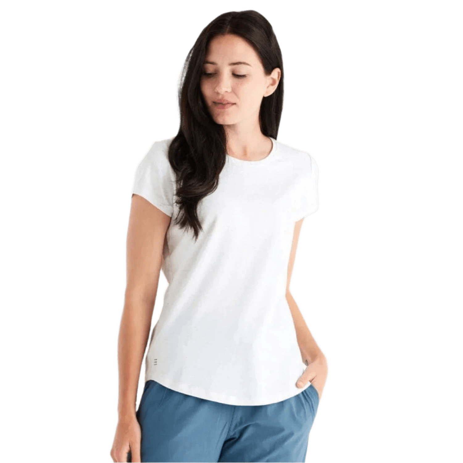Free Fly Apparel 02. WOMENS APPAREL - WOMENS SS SHIRTS - WOMENS SS CASUAL Women's Bamboo Current Tee BRIGHT WHITE