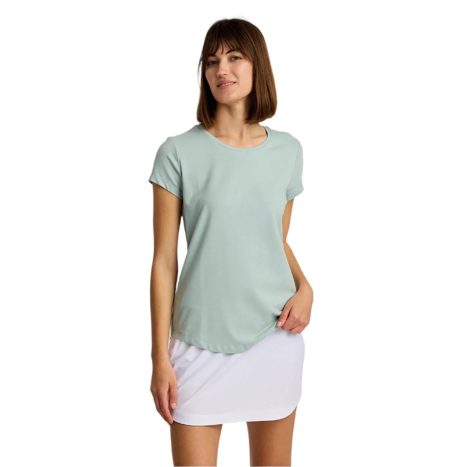 Free Fly Apparel 02. WOMENS APPAREL - WOMENS SS SHIRTS - WOMENS SS CASUAL Women's Bamboo Current Tee OCEAN MIST