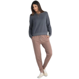 Free Fly Apparel 02. WOMENS APPAREL - WOMENS HOODIES|SWEATERS - WOMENS PO SWEATERS Women's Bamboo Lightweight Fleece Crew STORM CLOUD