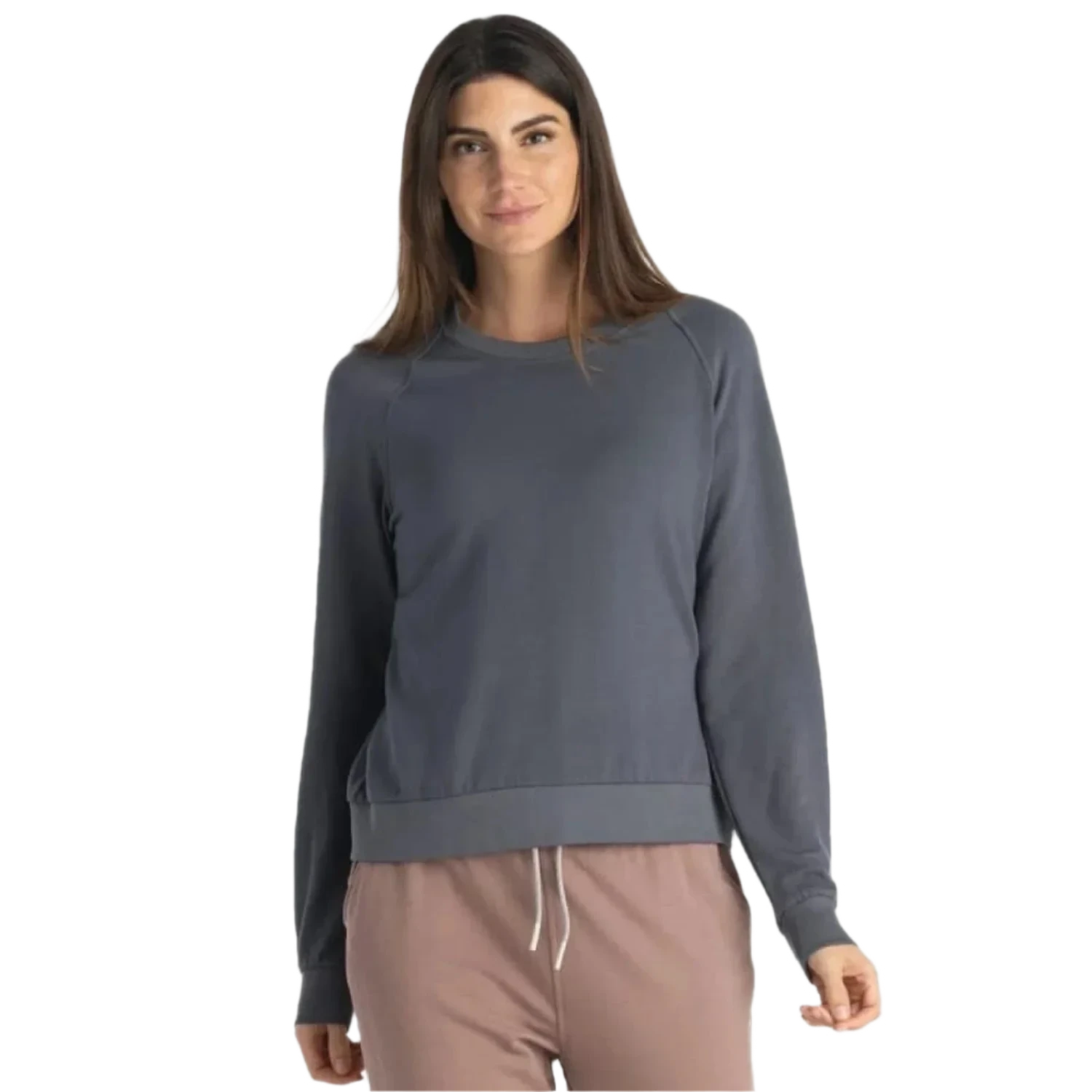 Free Fly Apparel 02. WOMENS APPAREL - WOMENS HOODIES|SWEATERS - WOMENS PO SWEATERS Women's Bamboo Lightweight Fleece Crew STORM CLOUD