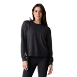 Free Fly Apparel 02. WOMENS APPAREL - WOMENS HOODIES|SWEATERS - WOMENS PO SWEATERS Women's Bamboo Lightweight Fleece Crew HEATHER BLACK