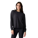 Free Fly Apparel 02. WOMENS APPAREL - WOMENS HOODIES|SWEATERS - WOMENS PO SWEATERS Women's Bamboo Lightweight Fleece Crew HEATHER BLACK