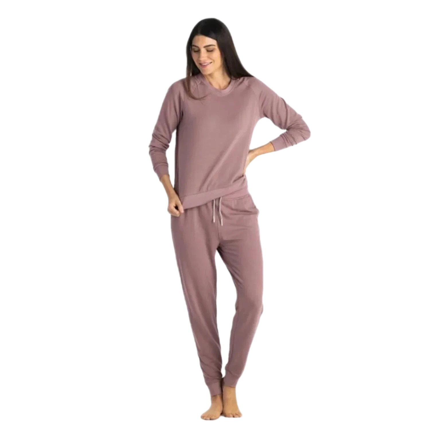 Free Fly Apparel 02. WOMENS APPAREL - WOMENS HOODIES|SWEATERS - WOMENS PO SWEATERS Women's Bamboo Lightweight Fleece Crew CANYON