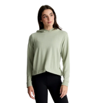 Free Fly Apparel 02. WOMENS APPAREL - WOMENS HOODIES|SWEATERS - WOMENS PO HOODY Women's Bamboo Lightweight Fleece Cropped Hoodie DESERT SAGE