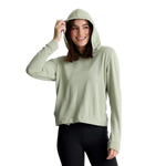 Free Fly Apparel 02. WOMENS APPAREL - WOMENS HOODIES|SWEATERS - WOMENS PO HOODY Women's Bamboo Lightweight Fleece Cropped Hoodie DESERT SAGE