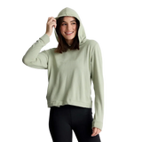 Free Fly Apparel 02. WOMENS APPAREL - WOMENS HOODIES|SWEATERS - WOMENS PO HOODY Women's Bamboo Lightweight Fleece Cropped Hoodie DESERT SAGE