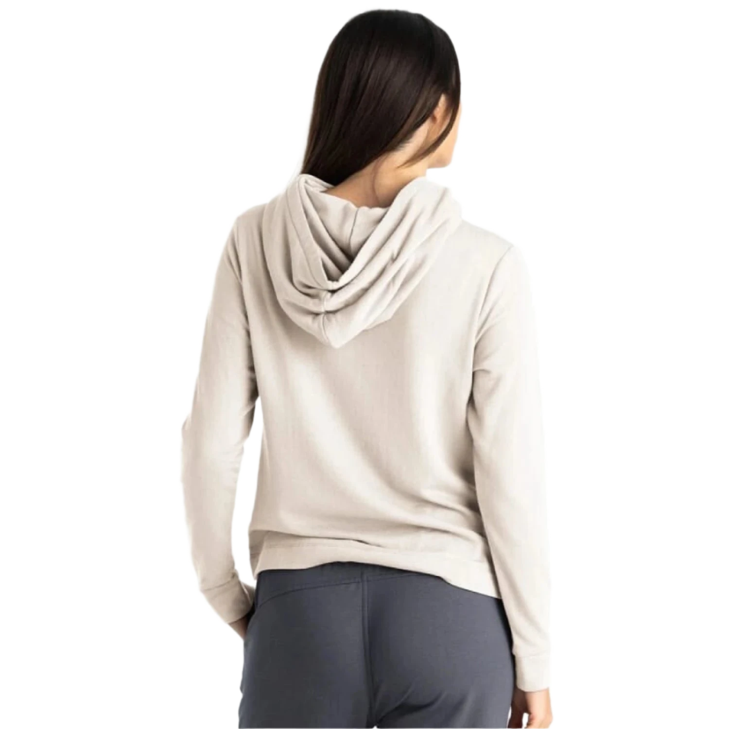 Free Fly Apparel 02. WOMENS APPAREL - WOMENS HOODIES|SWEATERS - WOMENS PO HOODY Women's Bamboo Lightweight Fleece Cropped Hoody STONE