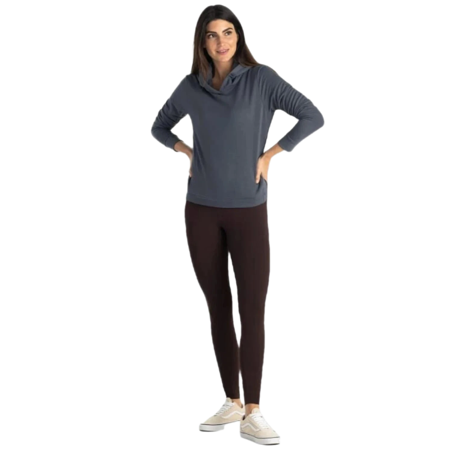 Free Fly Apparel 02. WOMENS APPAREL - WOMENS HOODIES|SWEATERS - WOMENS PO HOODY Women's Bamboo Lightweight Fleece Cropped Hoody STORM CLOUD