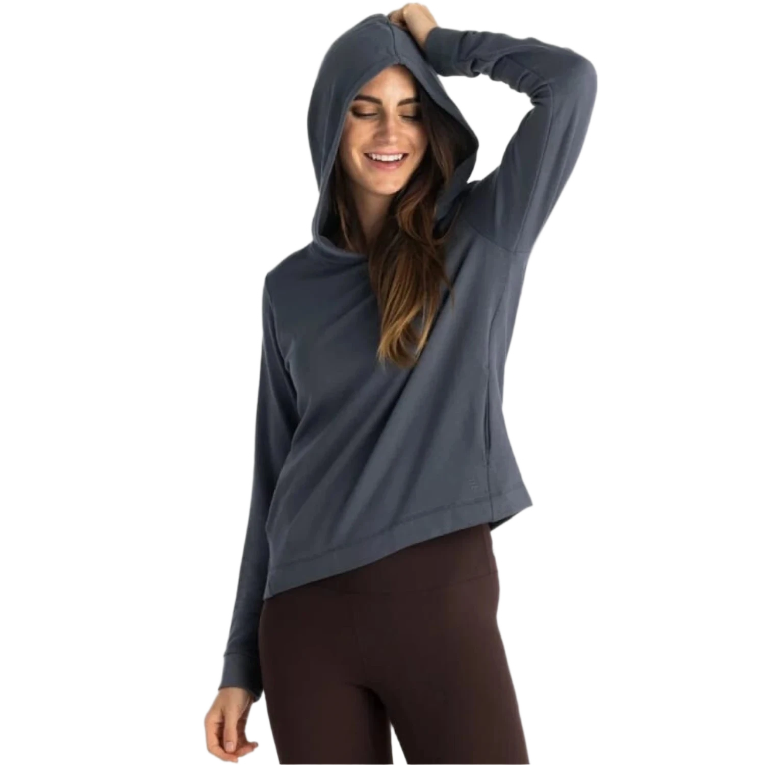 Free Fly Apparel 02. WOMENS APPAREL - WOMENS HOODIES|SWEATERS - WOMENS PO HOODY Women's Bamboo Lightweight Fleece Cropped Hoody STORM CLOUD