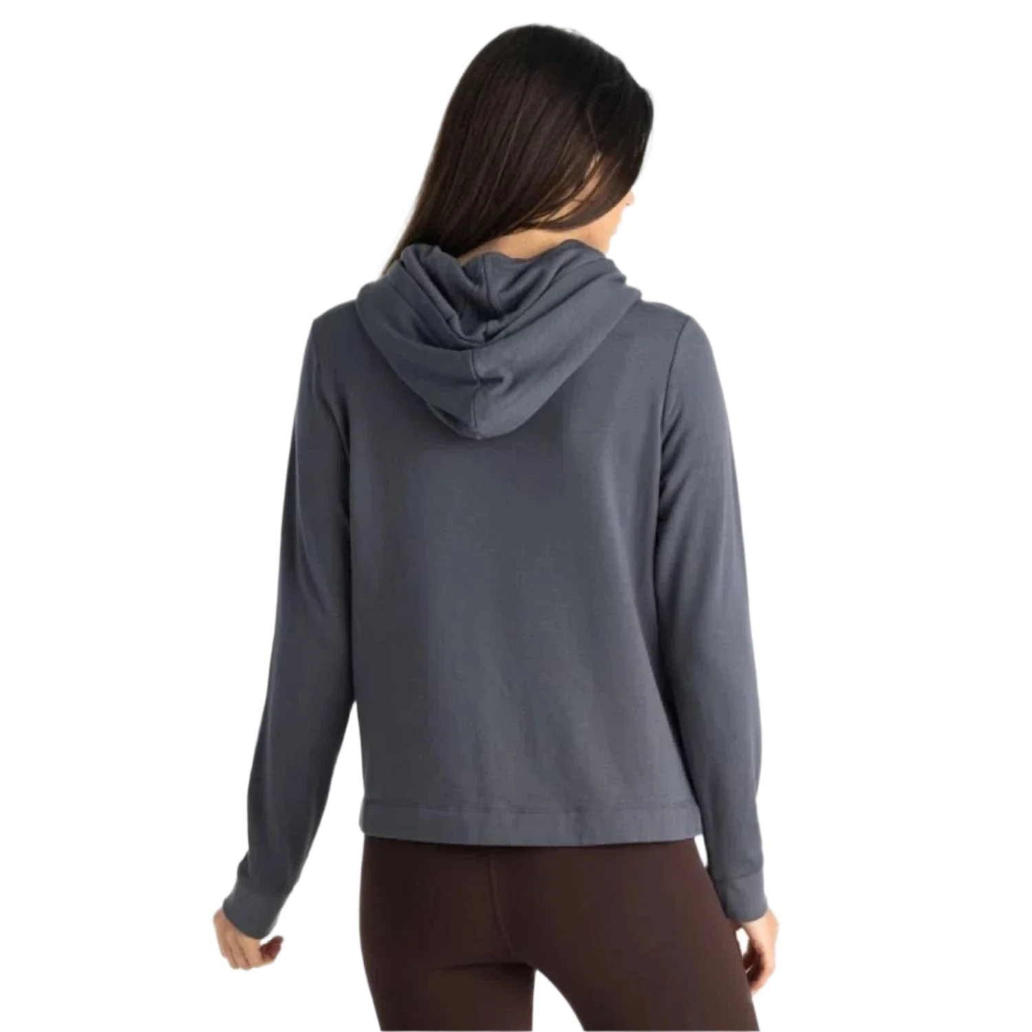 Free Fly Apparel 02. WOMENS APPAREL - WOMENS HOODIES|SWEATERS - WOMENS PO HOODY Women's Bamboo Lightweight Fleece Cropped Hoody STORM CLOUD