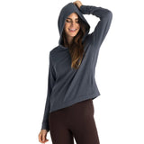 Free Fly Apparel 02. WOMENS APPAREL - WOMENS HOODIES|SWEATERS - WOMENS PO HOODY Women's Bamboo Lightweight Fleece Cropped Hoody STORM CLOUD