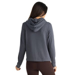 Free Fly Apparel 02. WOMENS APPAREL - WOMENS HOODIES|SWEATERS - WOMENS PO HOODY Women's Bamboo Lightweight Fleece Cropped Hoody STORM CLOUD