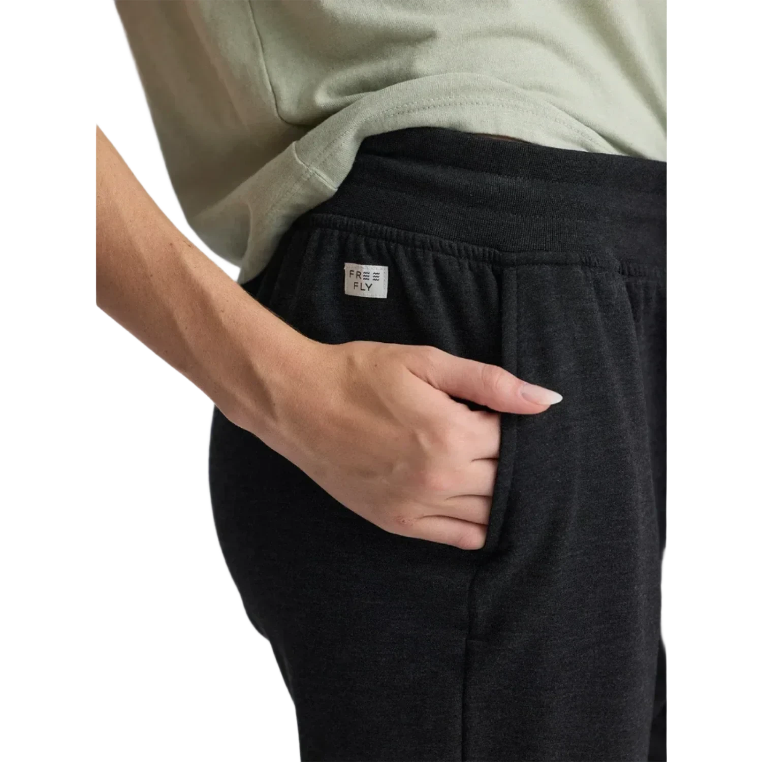 Free Fly Apparel 02. WOMENS APPAREL - WOMENS PANTS - WOMENS PANTS ACTIVE Women's Bamboo Lightweight Fleece Jogger HEATHER BLACK