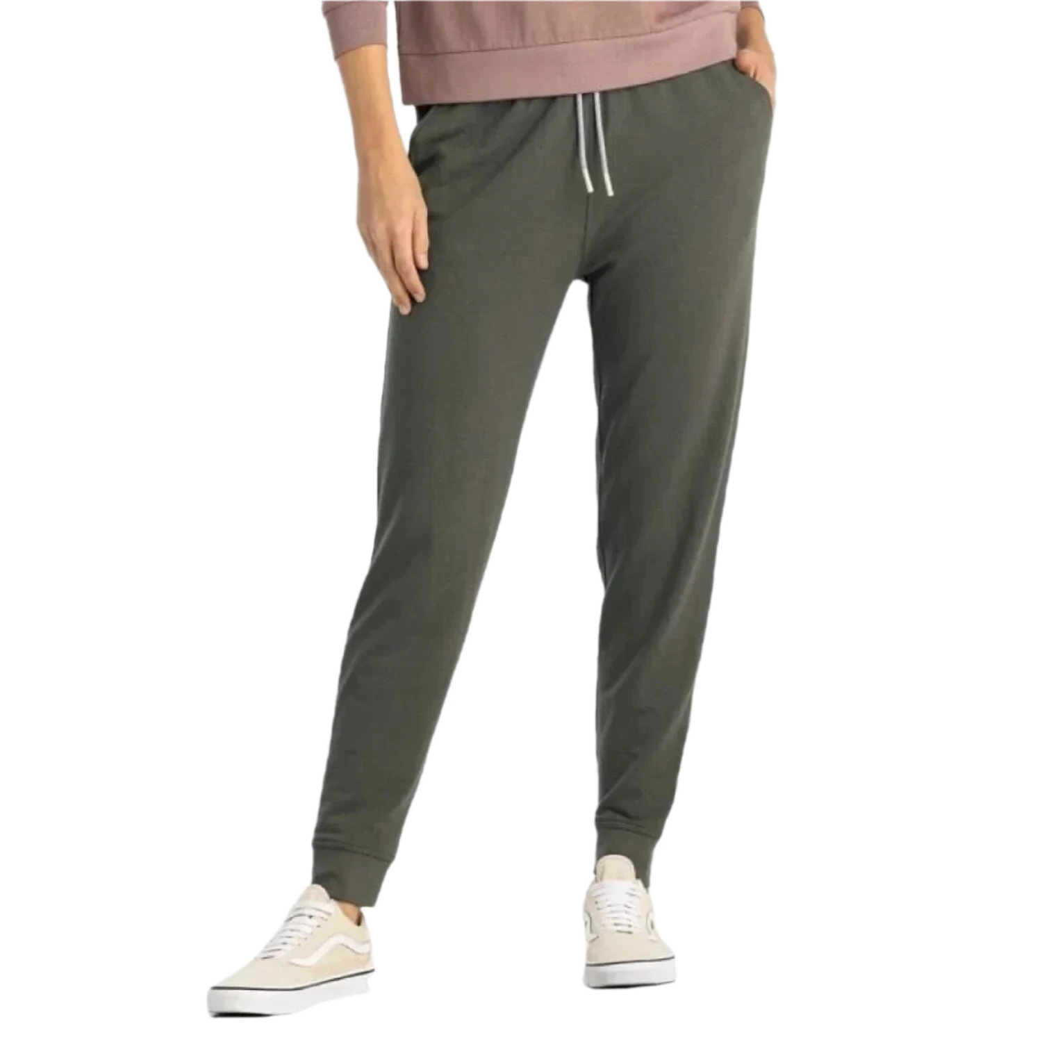 Free Fly Apparel 02. WOMENS APPAREL - WOMENS PANTS - WOMENS PANTS ACTIVE Women's Bamboo Lightweight Fleece Jogger FATIGUE