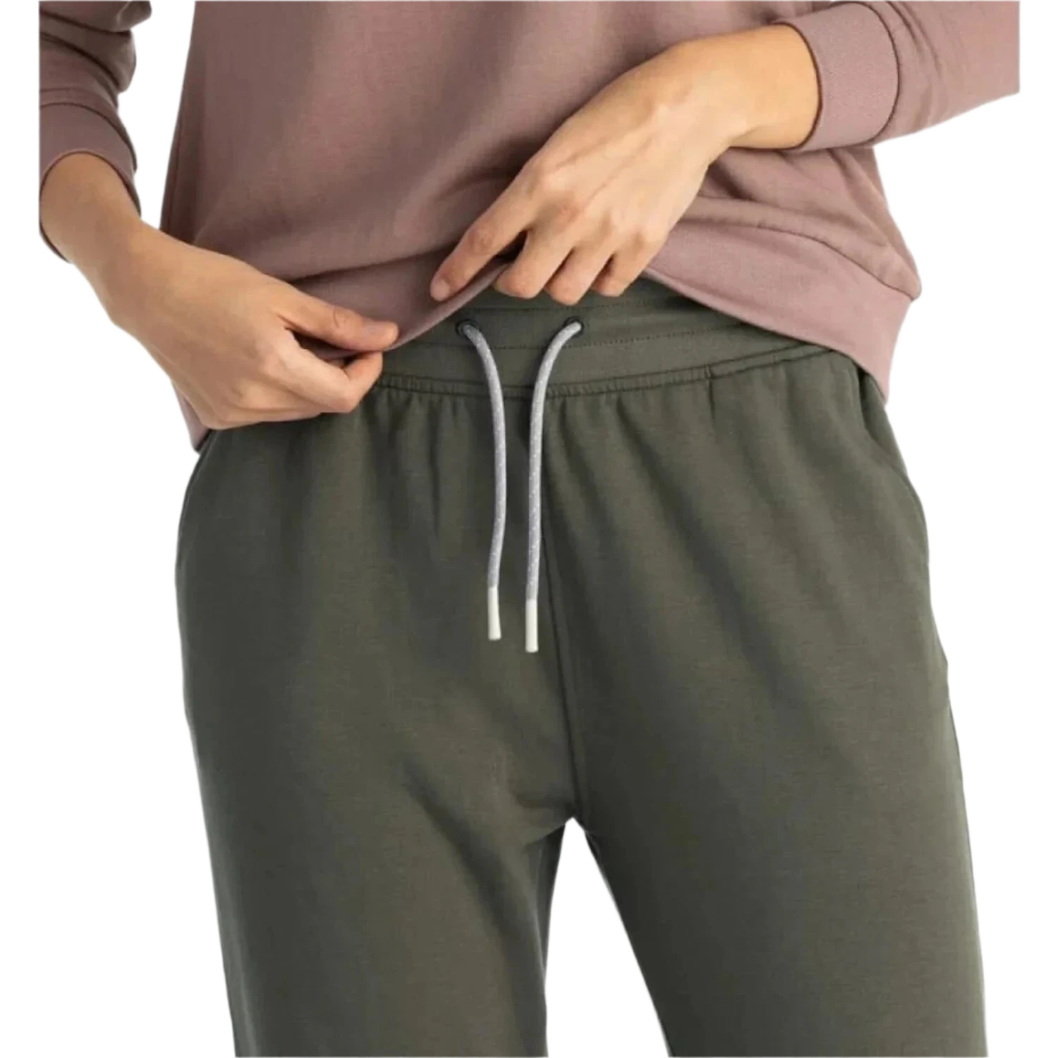 Free Fly Apparel 02. WOMENS APPAREL - WOMENS PANTS - WOMENS PANTS ACTIVE Women's Bamboo Lightweight Fleece Jogger FATIGUE