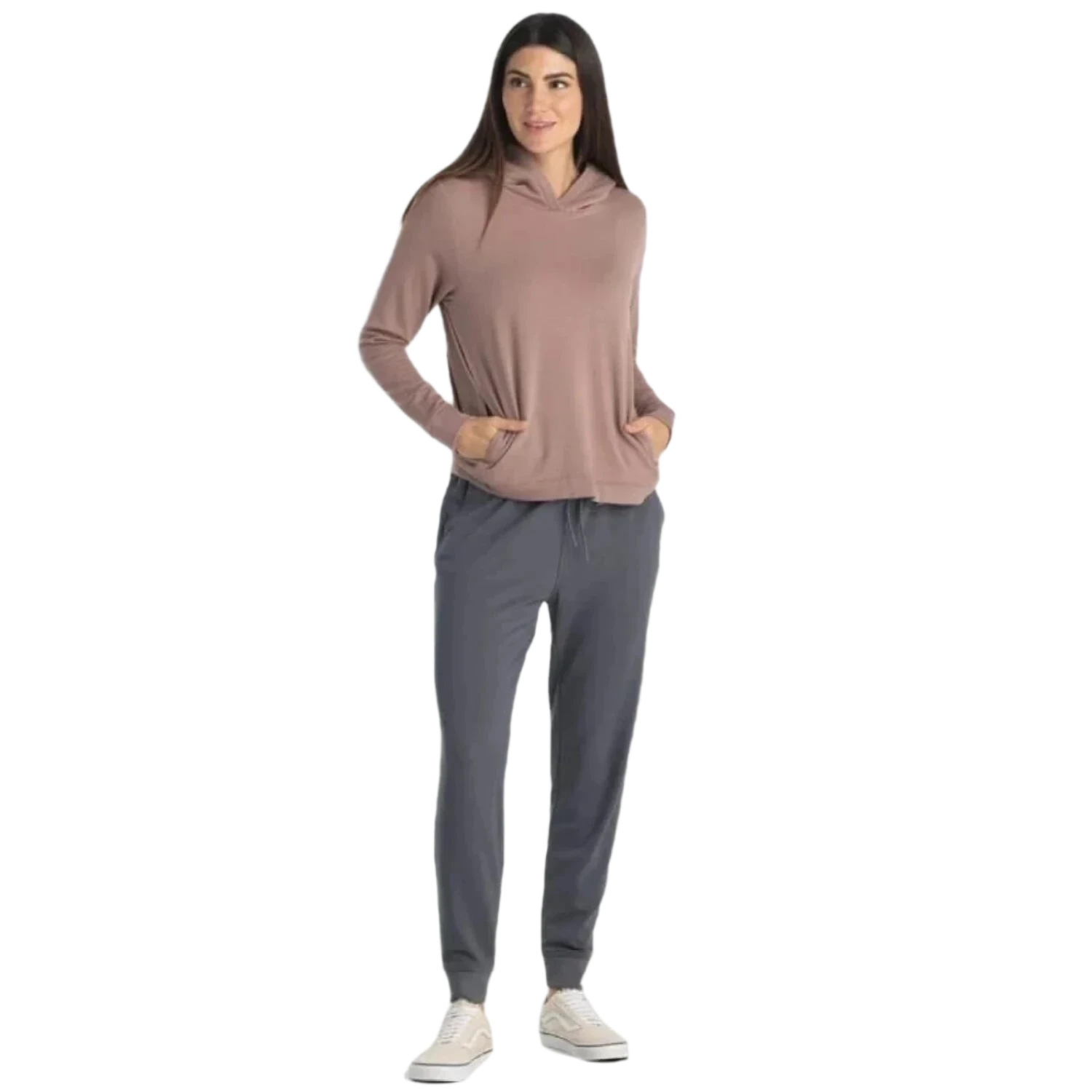 Free Fly Apparel 02. WOMENS APPAREL - WOMENS PANTS - WOMENS PANTS ACTIVE Women's Bamboo Lightweight Fleece Jogger STORM CLOUD