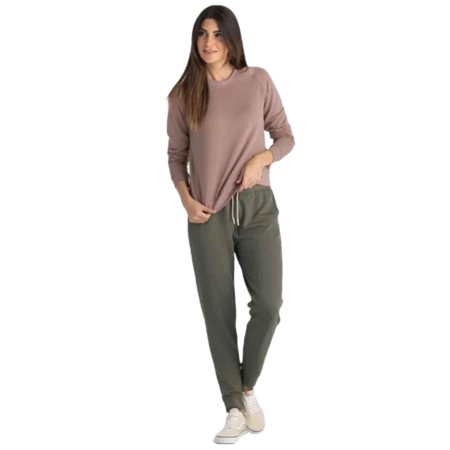 Free Fly Apparel 02. WOMENS APPAREL - WOMENS PANTS - WOMENS PANTS ACTIVE Women's Bamboo Lightweight Fleece Jogger FATIGUE