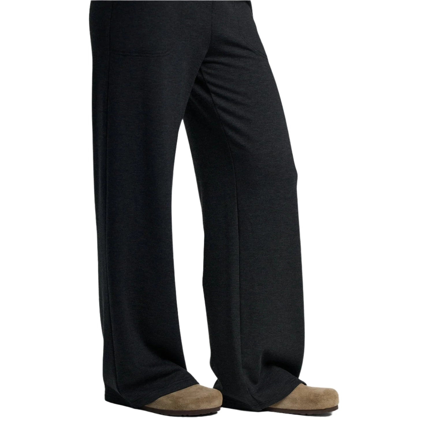 Free Fly Apparel 02. WOMENS APPAREL - WOMENS PANTS - WOMENS PANTS CASUAL Women's Bamboo Lightweight Fleece Wide Leg Pant HEATHER BLACK