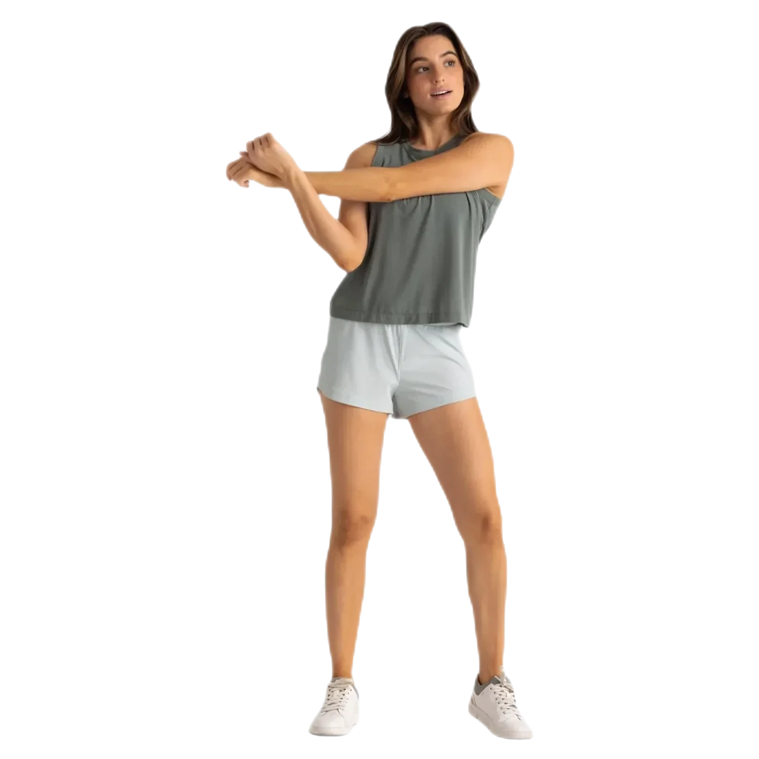 Free Fly Apparel 02. WOMENS APPAREL - WOMENS SHORTS - WOMENS SHORTS ACTIVE Women's Bamboo-Lined Active Breeze Short - 3" SKY GRAY