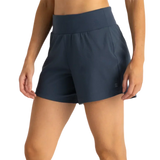 Free Fly Apparel 02. WOMENS APPAREL - WOMENS SHORTS - WOMENS SHORTS ACTIVE Women's Bamboo-Lined Active Breeze Short - 5" BLUE DUSK II