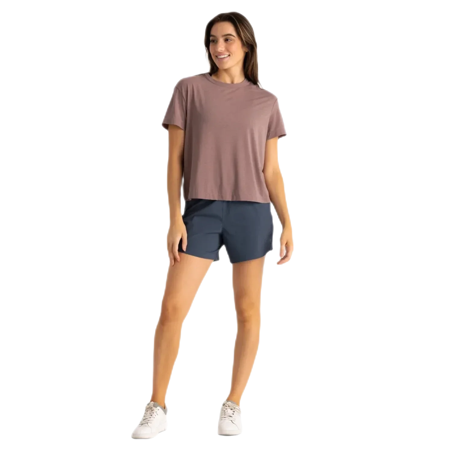 Free Fly Apparel 02. WOMENS APPAREL - WOMENS SHORTS - WOMENS SHORTS ACTIVE Women's Bamboo-Lined Active Breeze Short - 5" BLUE DUSK II