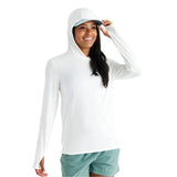 Free Fly Apparel 02. WOMENS APPAREL - WOMENS LS SHIRTS - WOMENS LS HOODY Women's Bamboo Shade Hoody II BRIGHT WHITE