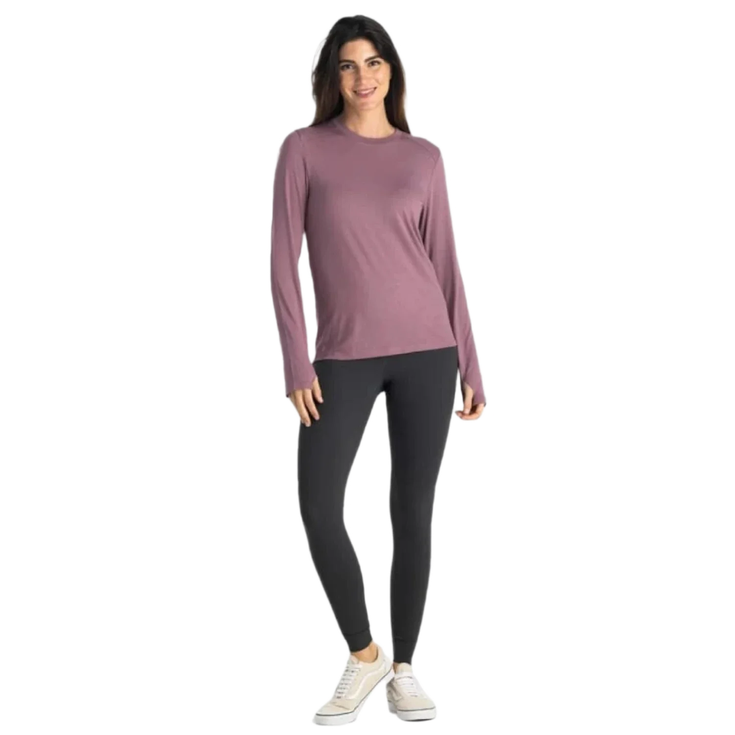 Free Fly Apparel 02. WOMENS APPAREL - WOMENS LS SHIRTS - WOMENS LS CASUAL Women's Bamboo Shade Long Sleeve II SEA MOSS PURPLE