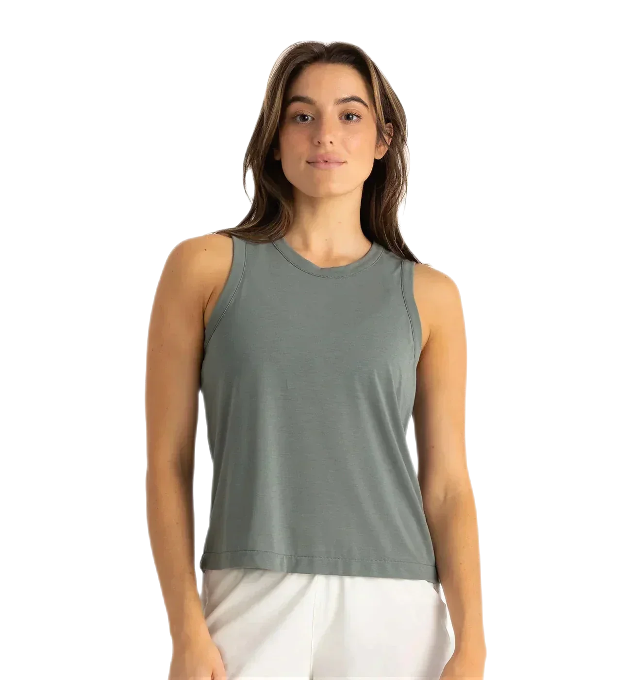 Free Fly Apparel 02. WOMENS APPAREL - WOMENS SS SHIRTS - WOMENS TANK CASUAL Women's Elevate Lightweight Tank AGAVE GREEN