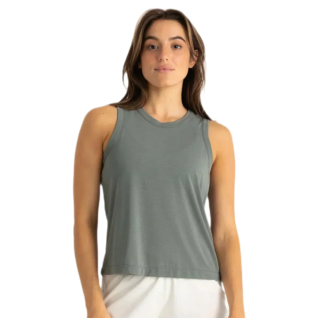 Free Fly Apparel 02. WOMENS APPAREL - WOMENS SS SHIRTS - WOMENS TANK CASUAL Women's Elevate Lightweight Tank AGAVE GREEN