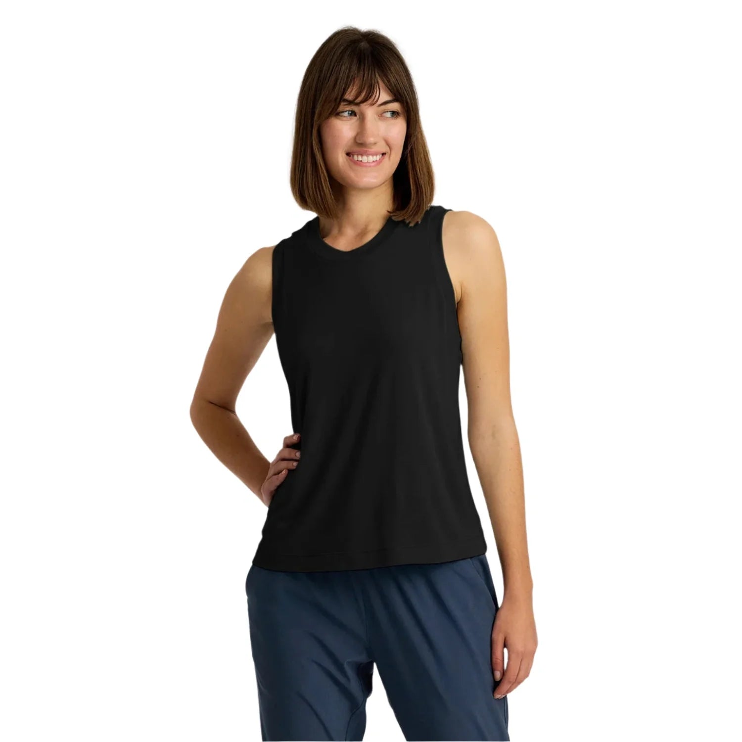 Free Fly Apparel 02. WOMENS APPAREL - WOMENS SS SHIRTS - WOMENS TANK CASUAL Women's Elevate Lightweight Tank BLACK