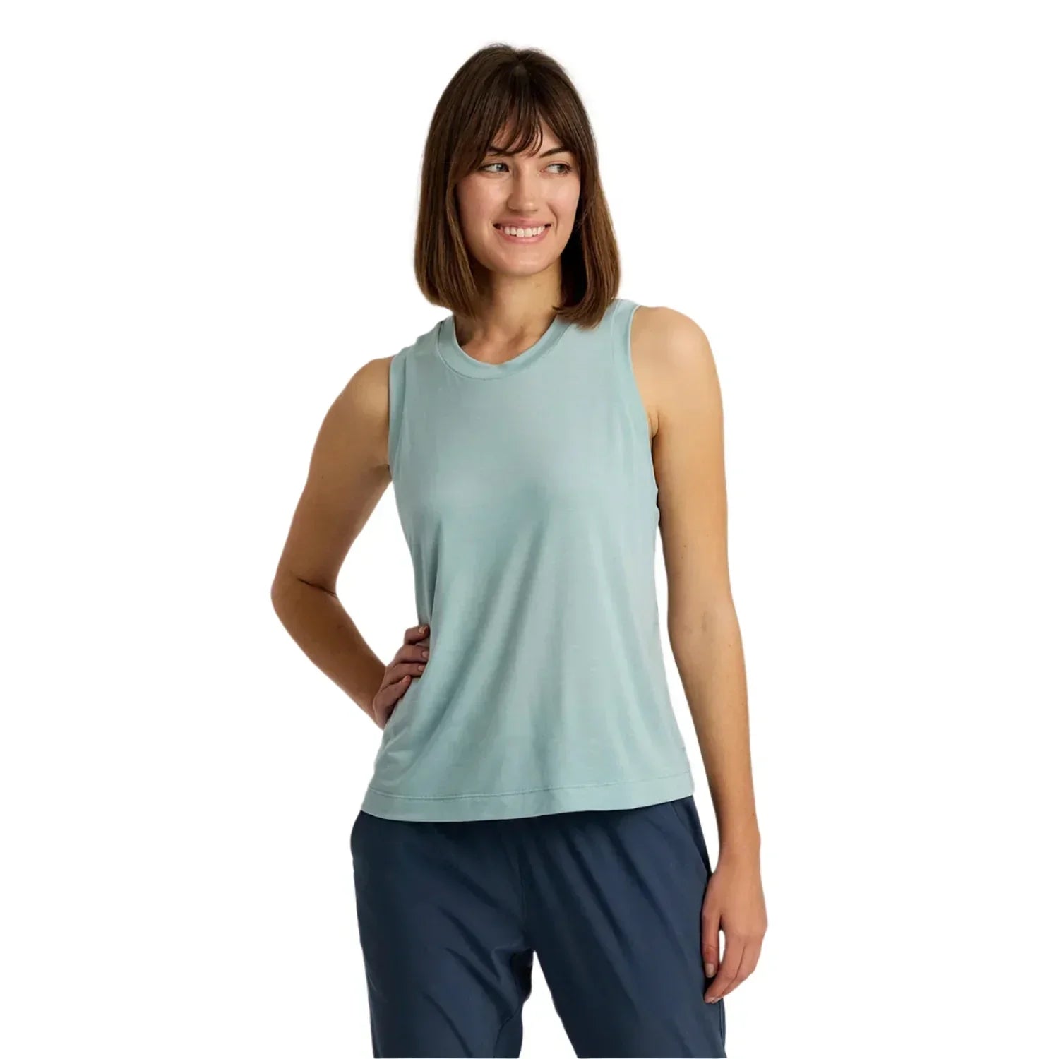 Free Fly Apparel 02. WOMENS APPAREL - WOMENS SS SHIRTS - WOMENS TANK CASUAL Women's Elevate Lightweight Tank OCEAN MIST