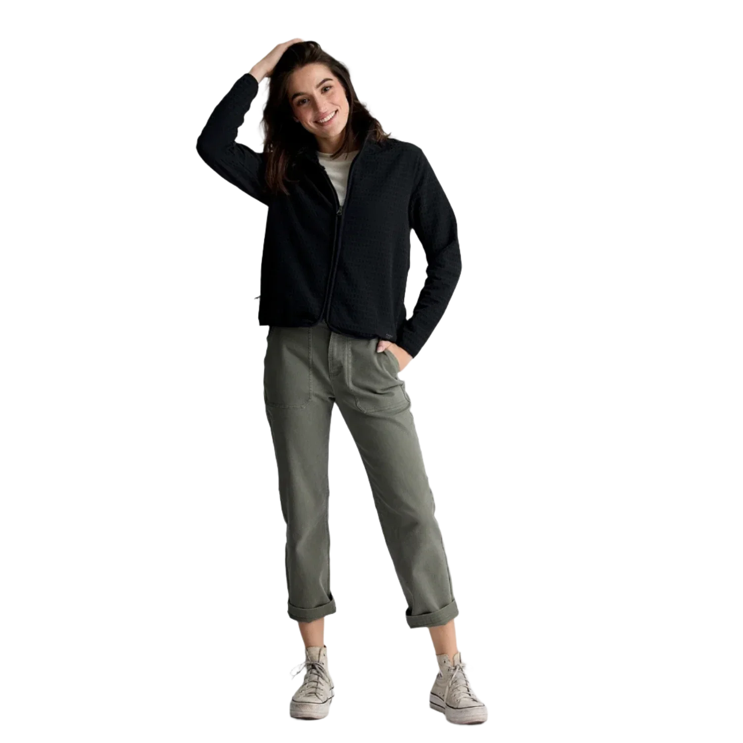 Free Fly Apparel 02. WOMENS APPAREL - WOMENS JACKETS - WOMENS JACKETS FLEECE Women's Gridback Fleece Jacket BLACK